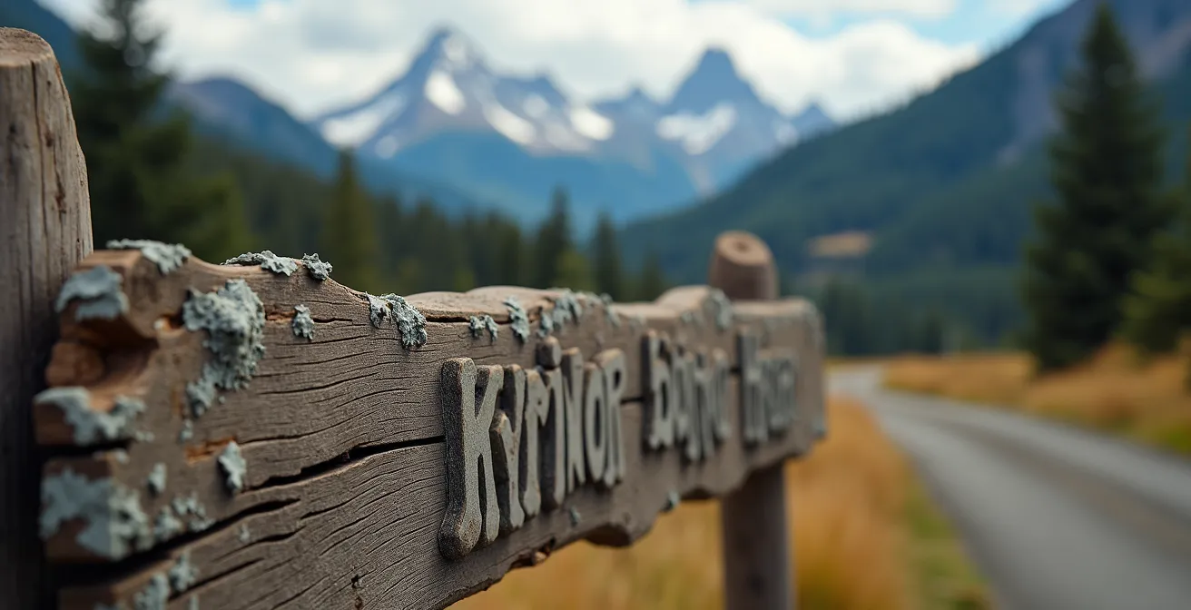 Canmore townscape with Three Sisters mountains at sunset