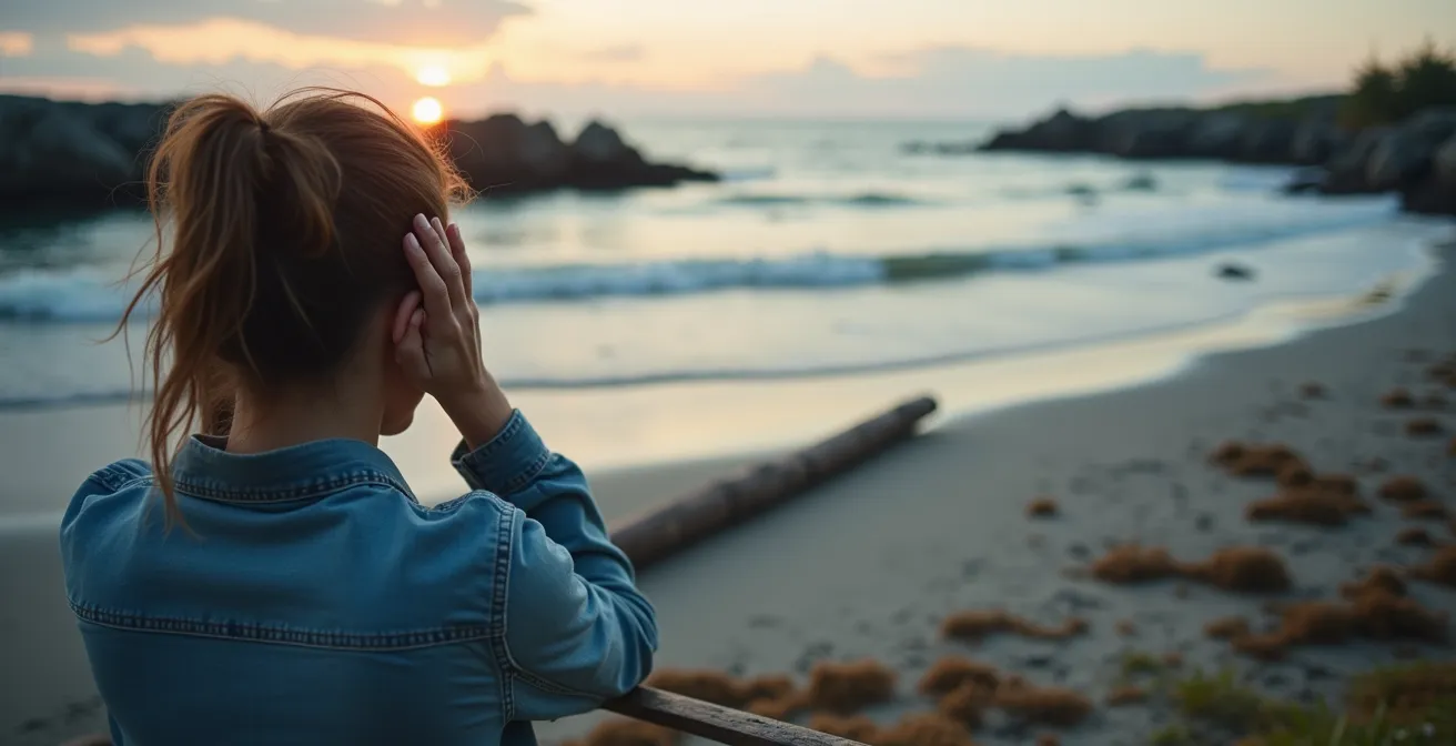 Aerial view of coastal parking area showing safe zones above high tide mark with natural indicators