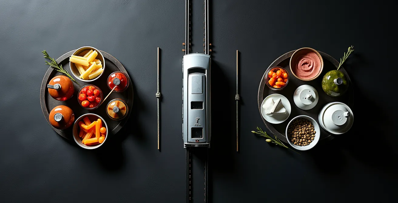 Abstract visualization of Toronto's Line 2 subway connecting diverse cultural districts with transit symbols